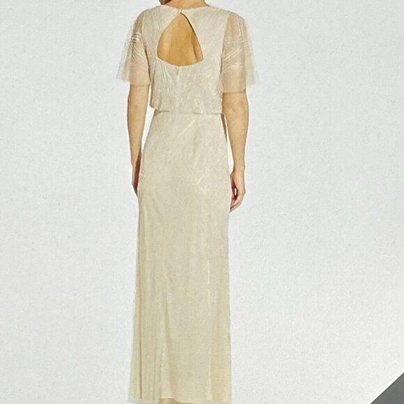 Adrianna Papell Womens White Beaded Cut Out Evening Dress Gown 16 - Picture 13 of 13